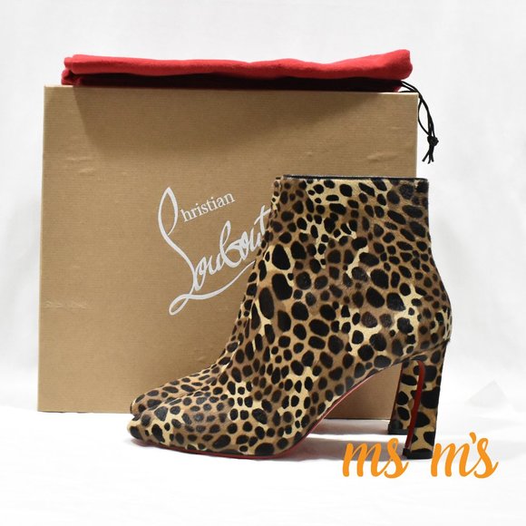 NIB CHRISTIAN LOUBOUTIN Leopard calf hair Print Booties Boot